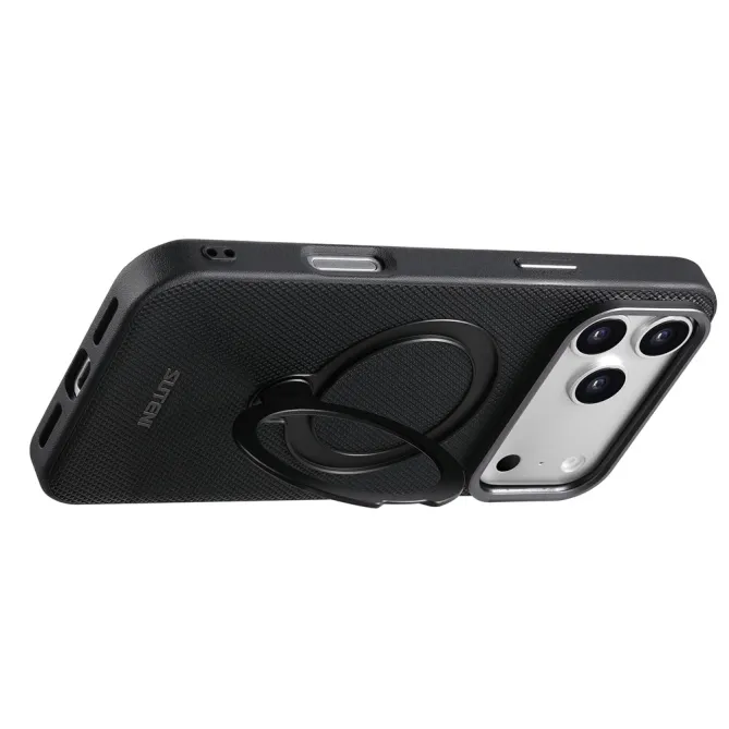 Coque iPhone 17 Pro MagSafe Effet Cuir avec Support Intégré