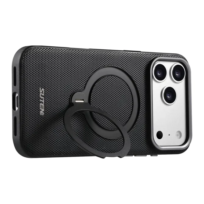 Coque iPhone 17 Pro MagSafe Effet Cuir avec Support Intégré