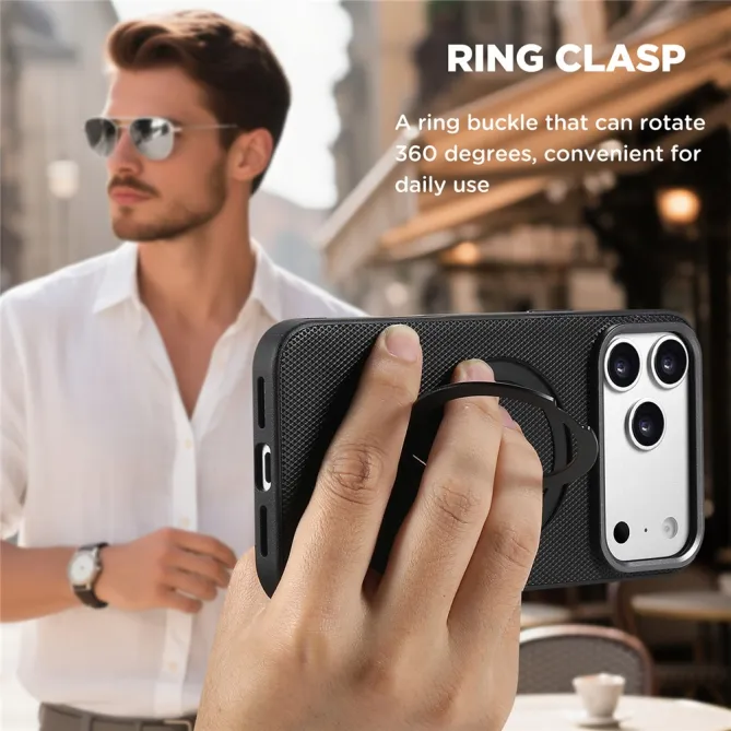 Coque iPhone 17 Pro MagSafe Effet Cuir avec Support Intégré