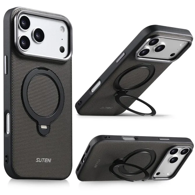 Coque iPhone 17 Pro MagSafe Effet Cuir avec Support Intégré