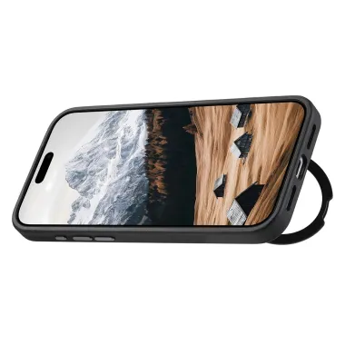 Coque iPhone 17 Pro MagSafe Effet Cuir avec Support Intégré Gris - photo 18