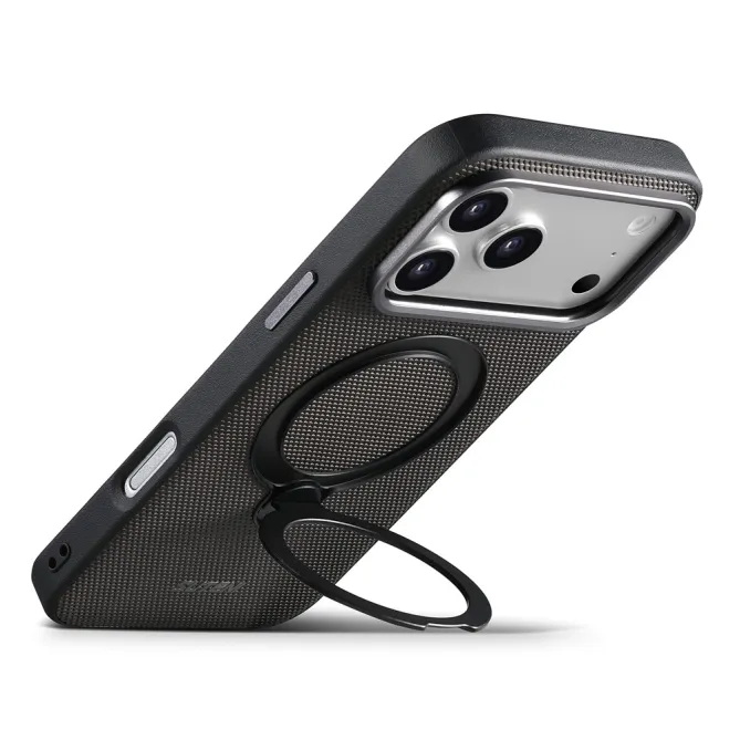 Coque iPhone 17 Pro MagSafe Effet Cuir avec Support Intégré