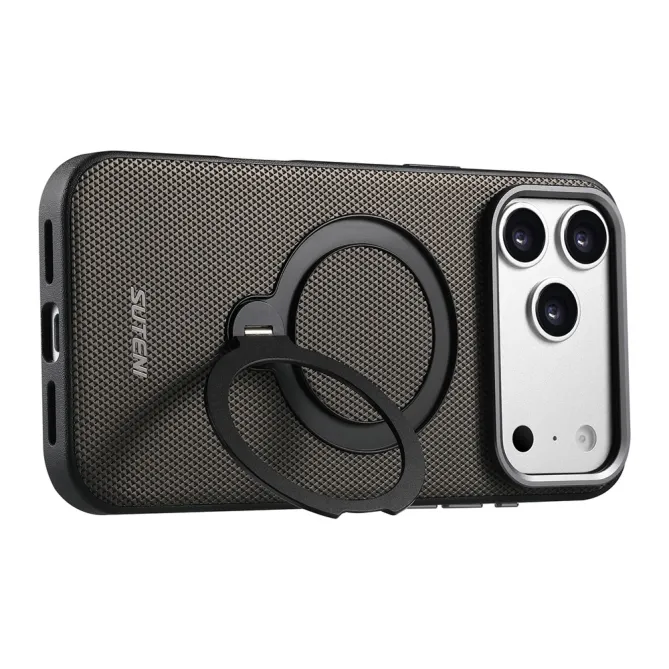 Coque iPhone 17 Pro MagSafe Effet Cuir avec Support Intégré
