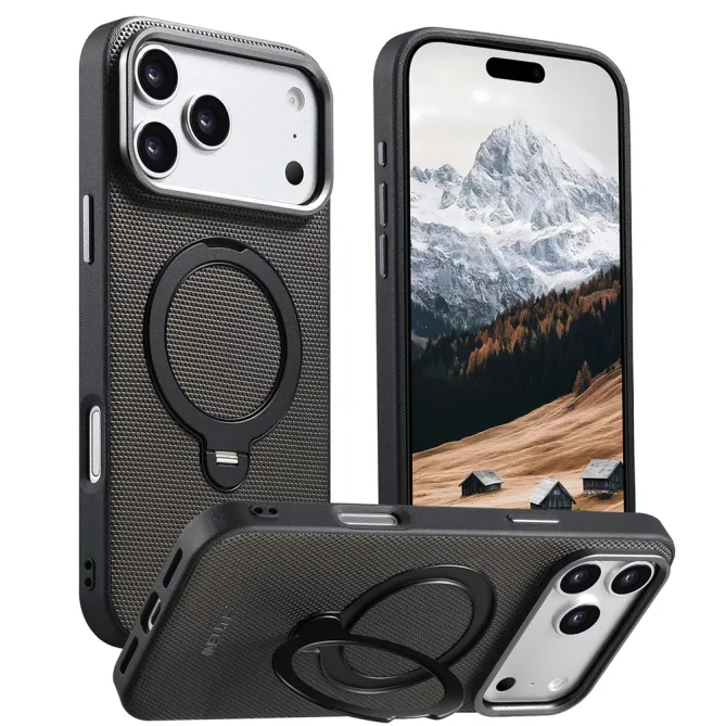 Coque iPhone 17 Pro MagSafe Effet Cuir avec Support Intégré