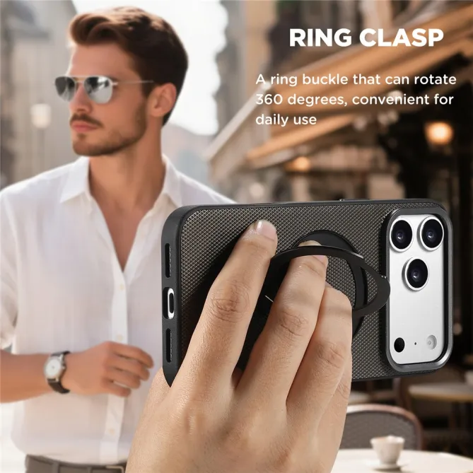 Coque iPhone 17 Pro MagSafe Effet Cuir avec Support Intégré