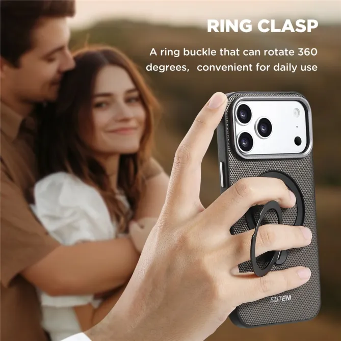 Coque iPhone 17 Pro MagSafe Effet Cuir avec Support Intégré