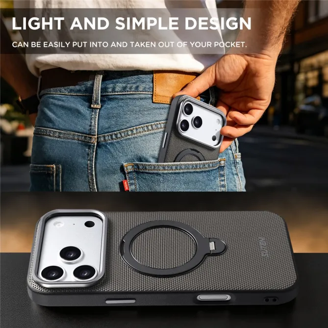 Coque iPhone 17 Pro MagSafe Effet Cuir avec Support Intégré