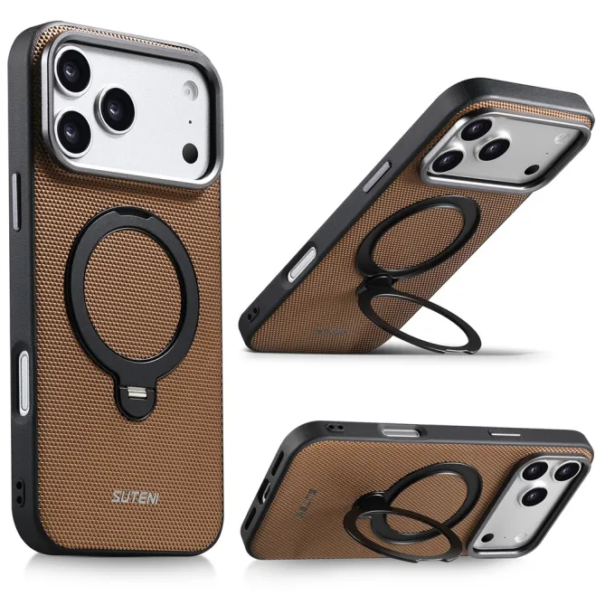 Coque iPhone 17 Pro MagSafe Effet Cuir avec Support Intégré