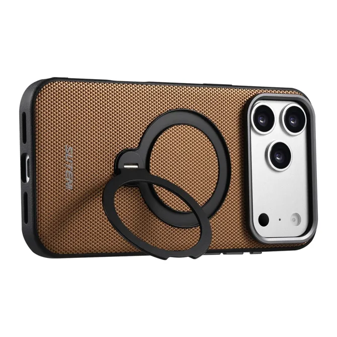 Coque iPhone 17 Pro MagSafe Effet Cuir avec Support Intégré