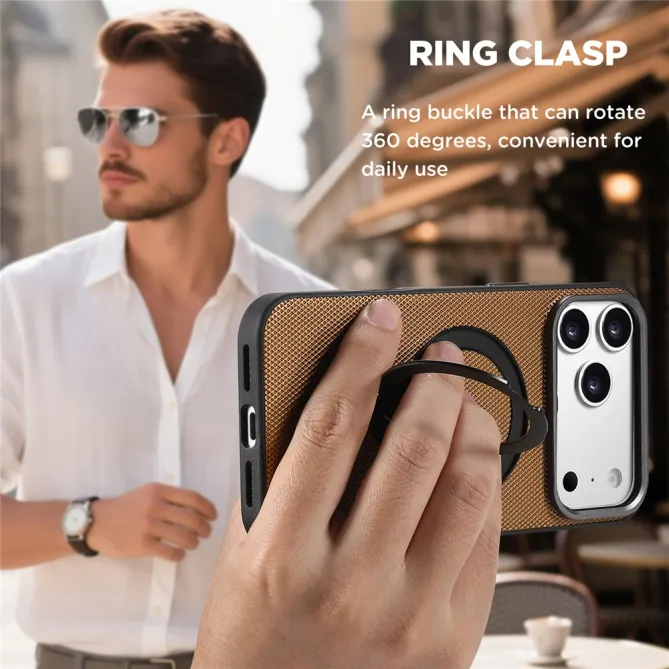 Coque iPhone 17 Pro MagSafe Effet Cuir avec Support Intégré