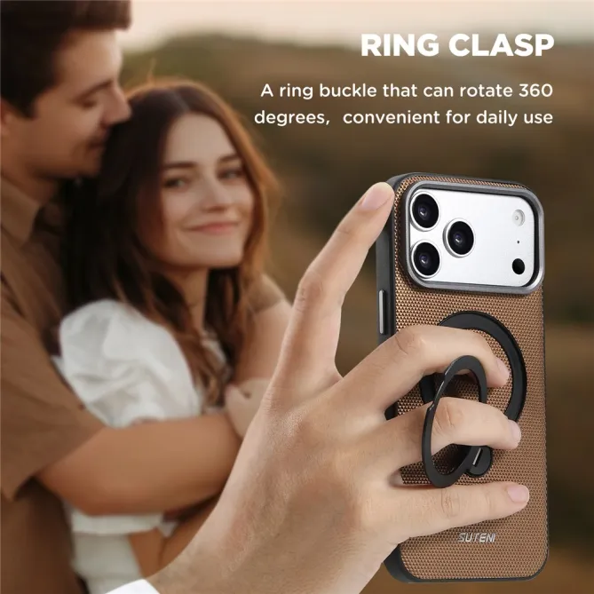 Coque iPhone 17 Pro MagSafe Effet Cuir avec Support Intégré