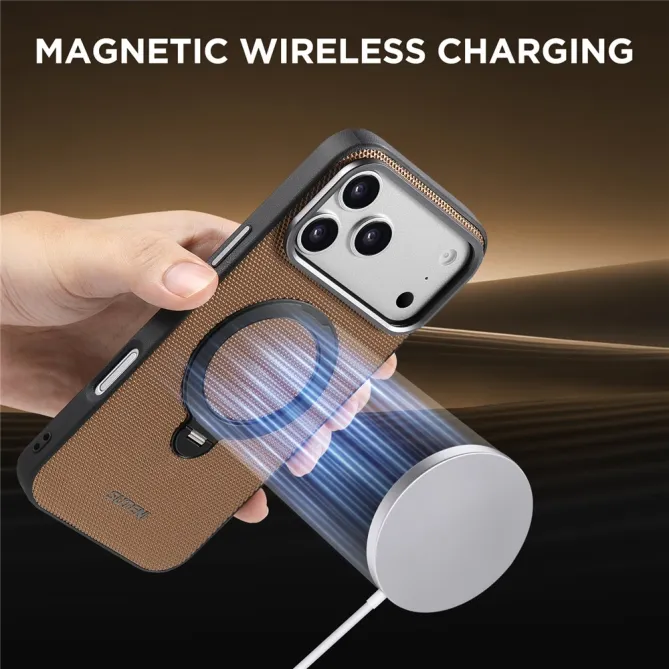 Coque iPhone 17 Pro MagSafe Effet Cuir avec Support Intégré