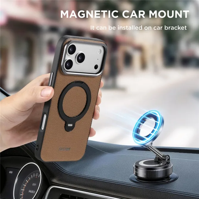 Coque iPhone 17 Pro MagSafe Effet Cuir avec Support Intégré