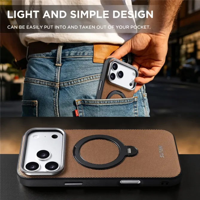 Coque iPhone 17 Pro MagSafe Effet Cuir avec Support Intégré