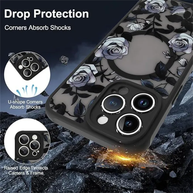 Coque iPhone 12 Pro Max Roses Gothiques MagSafe - photo 4
