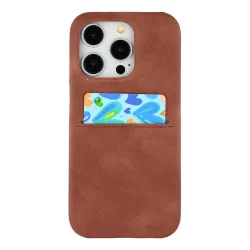 Coque iPhone 12 Pro Max Effet Daim Porte-Carte