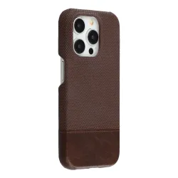 Coque iPhone 12 Pro Max Bi-Matière Toile et Cuir
