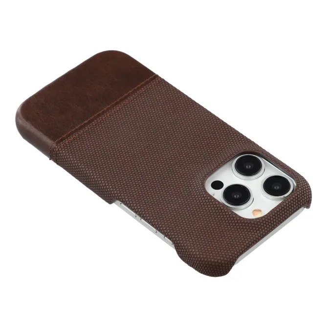 Coque iPhone 12 Pro Max Bi-Matière Toile et Cuir