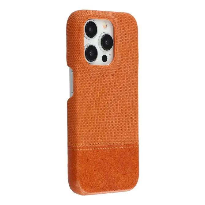 Coque iPhone 12 Pro Max Bi-Matière Toile et Cuir