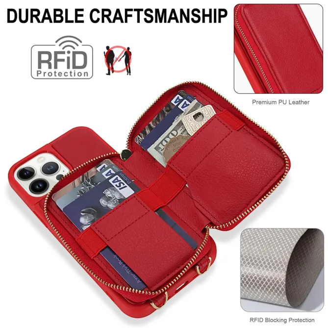 Coque iPhone 12 Pro Max Pochette Zippée avec Bandoulière