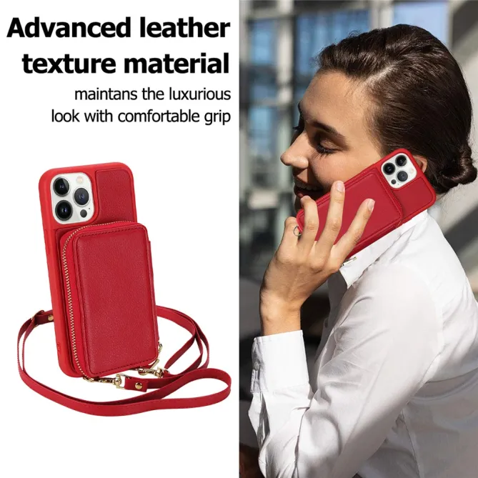 Coque iPhone 12 Pro Max Pochette Zippée avec Bandoulière