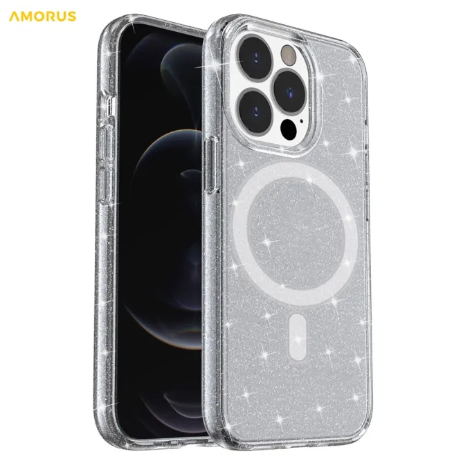 Coque iPhone 12 Pro Max Pailletée MagSafe Transparente