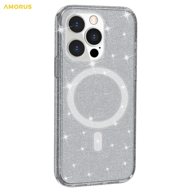 Coque iPhone 12 Pro Max Pailletée MagSafe Transparente