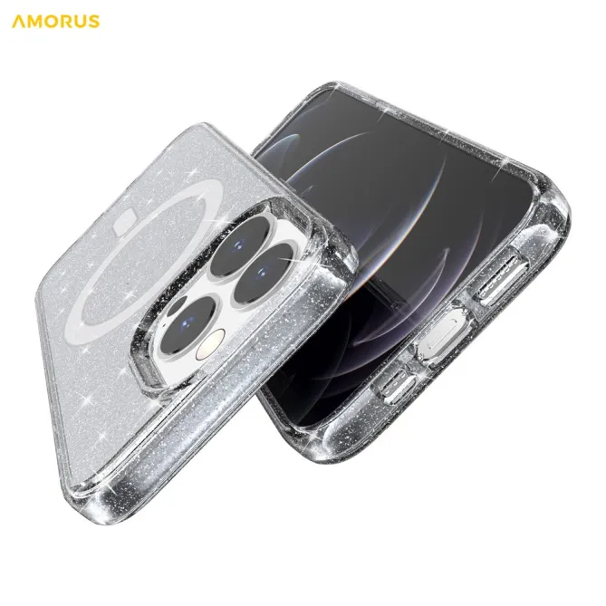 Coque iPhone 12 Pro Max Pailletée MagSafe Transparente