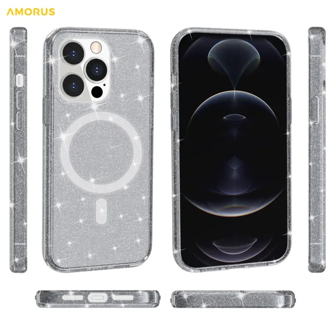 Coque iPhone 12 Pro Max Pailletée MagSafe Transparente