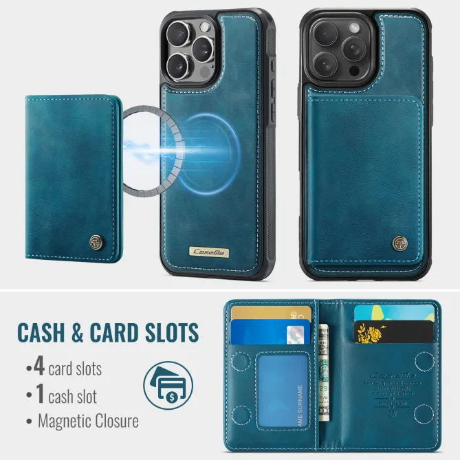 Coque iPhone 12 Pro Max MagSafe avec portefeuille magnétique détachable Bleu Paon - photo 3