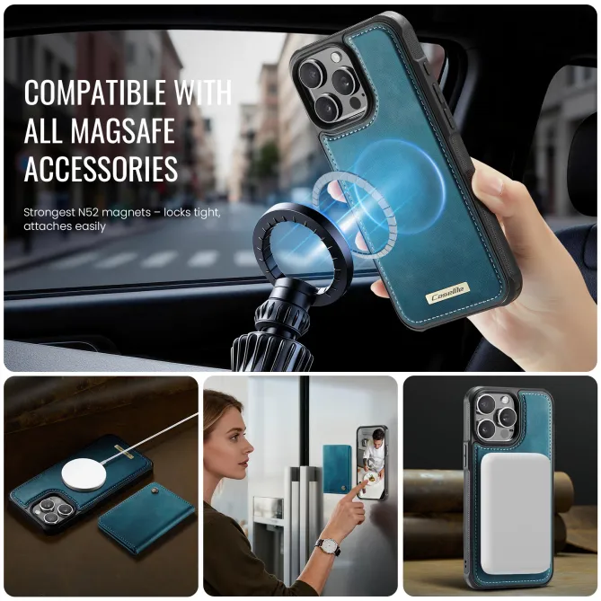 Coque iPhone 12 Pro Max MagSafe avec portefeuille magnétique détachable Bleu Paon - photo 8
