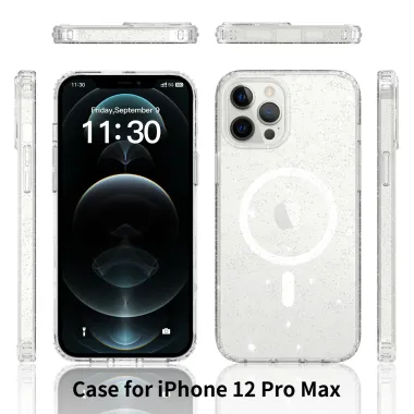 Coque iPhone 12 Pro Max Pailletée Transparente Magnétique