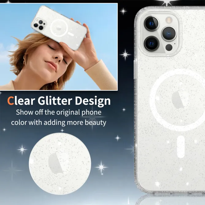Coque iPhone 12 Pro Max Pailletée Transparente Magnétique