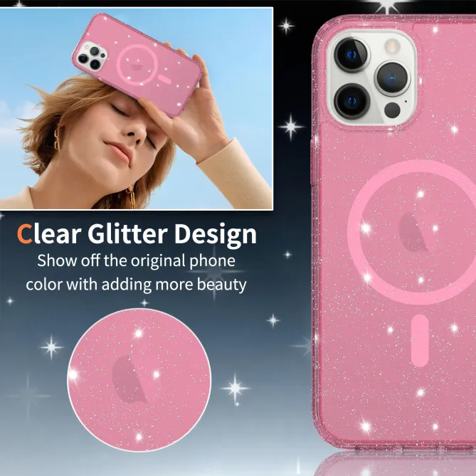 Coque iPhone 12 Pro Max Pailletée Transparente Magnétique