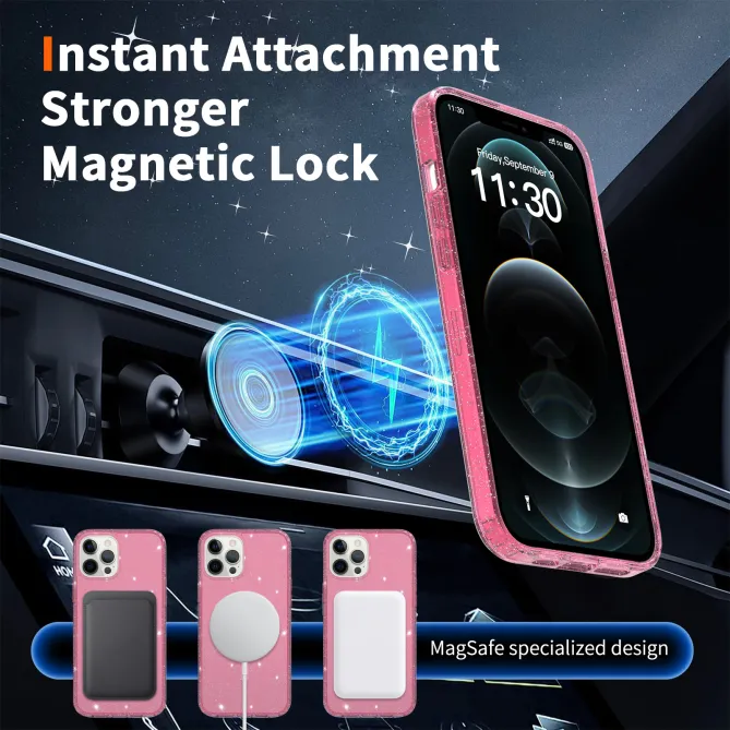 Coque iPhone 12 Pro Max Pailletée Transparente Magnétique