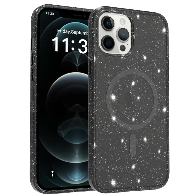 Coque iPhone 12 Pro Max Pailletée Transparente Magnétique