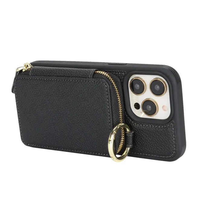 Coque iPhone 12 Pro Max / 13 Pro Max Portefeuille Zippé avec Anneau