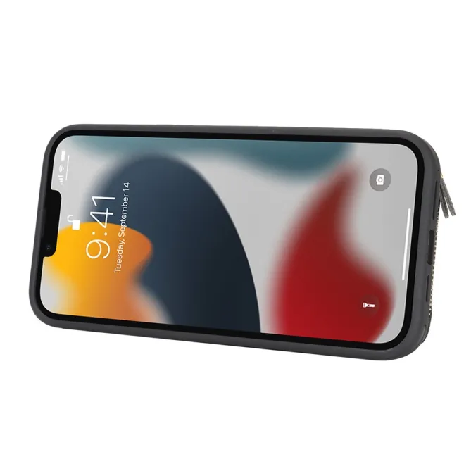 Coque iPhone 12 Pro Max / 13 Pro Max Portefeuille Zippé avec Anneau