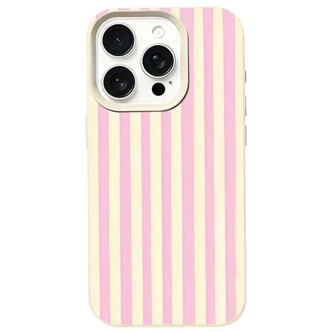 Coque iPhone 12 Pro Max Rayures Roses et Jaunes
