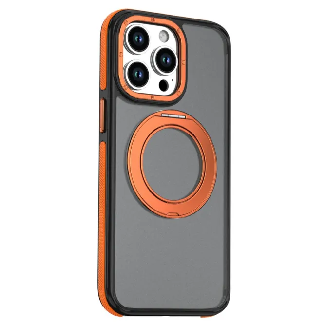 Coque iPhone 12 Pro Max MagSafe avec Support Rotatif Bicolore Orange - photo 2