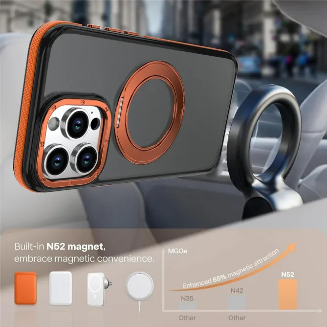 Coque iPhone 12 Pro Max MagSafe avec Support Rotatif Bicolore Orange - photo 6