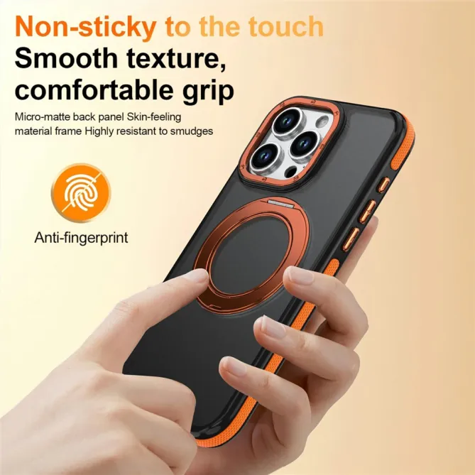 Coque iPhone 12 Pro Max MagSafe avec Support Rotatif Bicolore Orange - photo 8