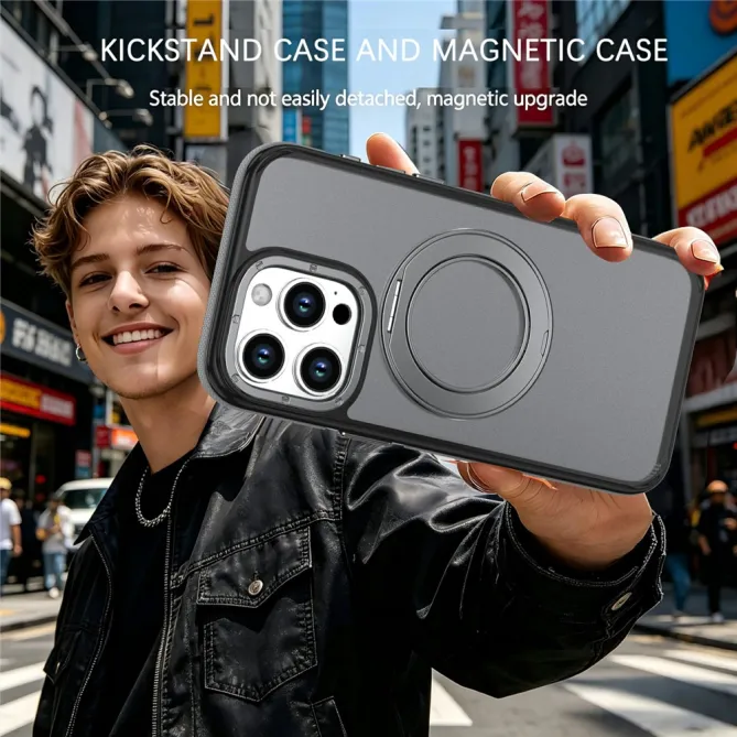 Coque iPhone 12 Pro Max MagSafe avec Support Rotatif Bicolore