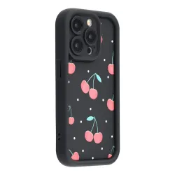 Coque iPhone 12 Pro Max Cerises Fond Noir