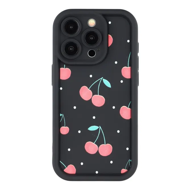 Coque iPhone 12 Pro Max Cerises Fond Noir - photo 3