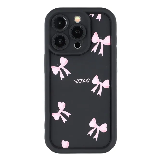 Coque iPhone 12 Pro Max Nœuds Roses Fond Noir - photo 3