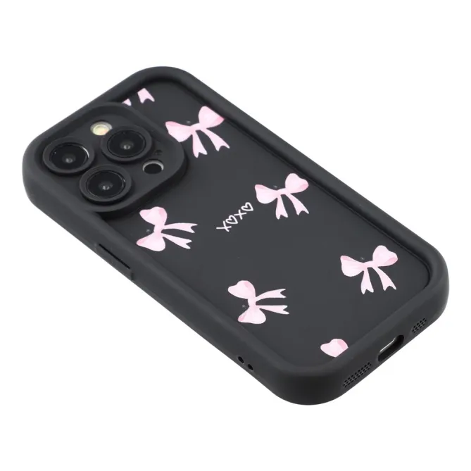 Coque iPhone 12 Pro Max Nœuds Roses Fond Noir - photo 4