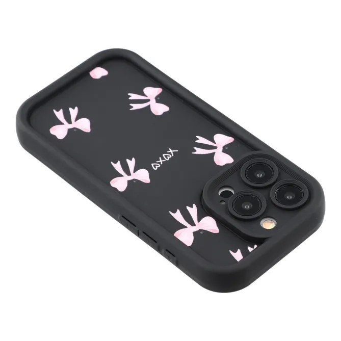 Coque iPhone 12 Pro Max Nœuds Roses Fond Noir - photo 5