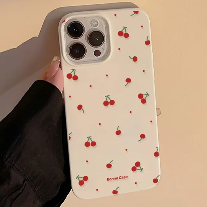 Coque iPhone 12 Pro Max Motif Cerises Minimaliste