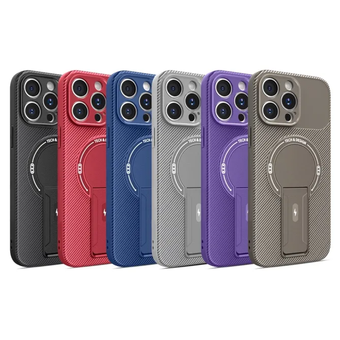 Coque iPhone 12 Pro Max Effet Fibre de Carbone avec Support